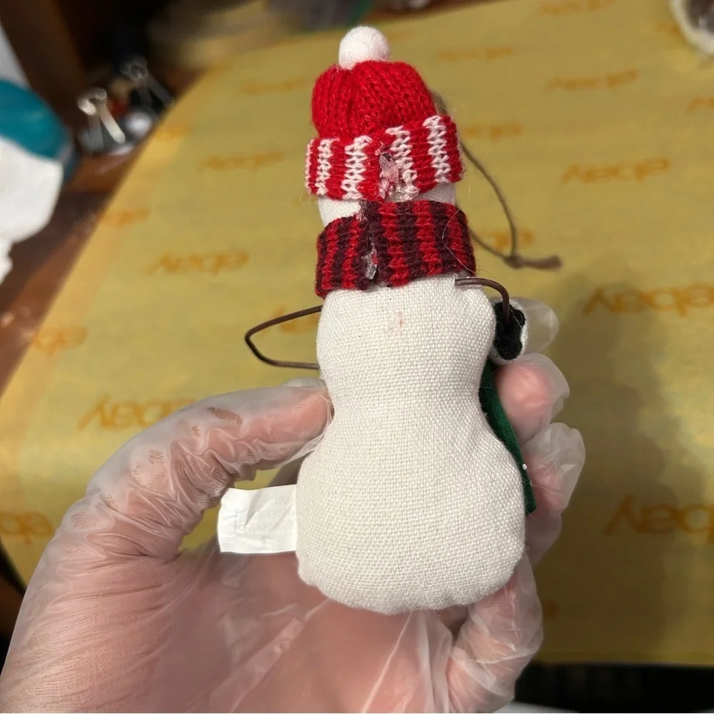 Snowman With Skis Plush Festive Christmas Ornament - “Liana”